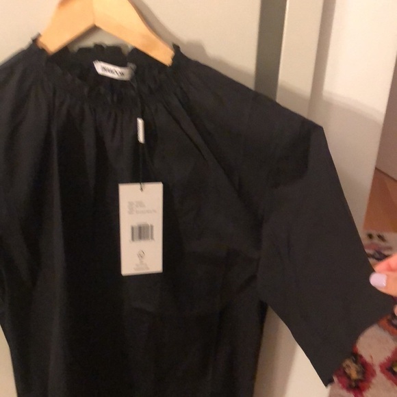 Thakoon | NWT Black Smocked Neck Tee - Size Large - Picture 7 of 8